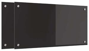 Kuchyňský obklad 2 pcs Černá 80 x 40 cm tvrzené sklo