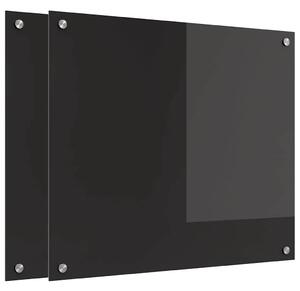 Kuchyňský obklad 2 pcs Černá 70 x 60 cm tvrzené sklo