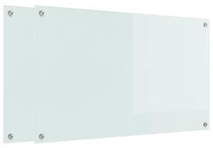 Kuchyňský obklad 2 pcs Bílá 100 x 60 cm tvrzené sklo