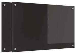 Kuchyňský obklad 2 pcs Černá 80 x 50 cm tvrzené sklo