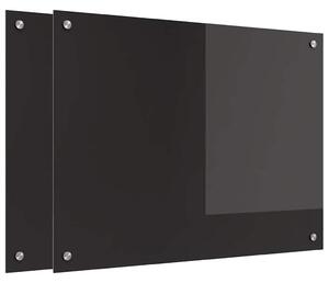 Kuchyňský obklad 2 pcs Černá 80 x 60 cm tvrzené sklo
