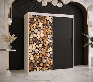 Šatní skříň Abi Drewno Barva korpusu: Bílá, Rozměry: 100 cm, Dveře: Drewno - dřevo + černá