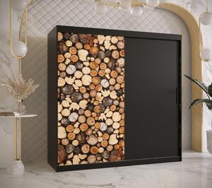Šatní skříň Abi Drewno Barva korpusu: Černá, Rozměry: 180 cm, Dveře: Drewno - dřevo + černá