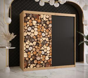 Šatní skříň Abi Drewno Barva korpusu: Dub - Artisan, Rozměry: 180 cm, Dveře: Drewno - dřevo + černá