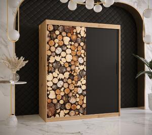 Šatní skříň Abi Drewno Barva korpusu: Dub - Artisan, Rozměry: 120 cm, Dveře: Drewno - dřevo + černá