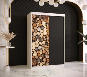Šatní skříň Abi Drewno Barva korpusu: Bílá, Rozměry: 150 cm, Dveře: Drewno - dřevo + černá