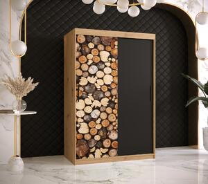 Šatní skříň Abi Drewno Barva korpusu: Dub - Artisan, Rozměry: 100 cm, Dveře: Drewno - dřevo + černá