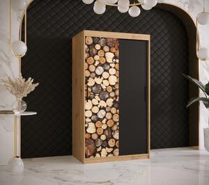 Šatní skříň Abi Drewno Barva korpusu: Dub - Artisan, Rozměry: 120 cm, Dveře: Drewno - dřevo + černá