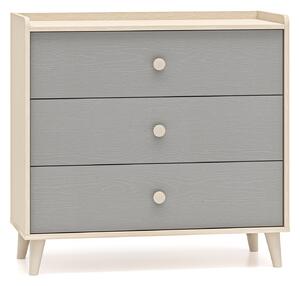 Dětská zásuvková komoda Marla 90 cm - pouštní písek / šedá pallad