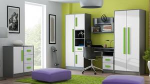 Casarredo - Komfort nábytek Dětská komoda GYT 7, antracit/bílá/zelená