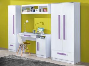 Casarredo - Komfort nábytek Dětská skříňka GULLIWER 5 bílá lesk/fialová
