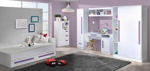 Casarredo - Komfort nábytek Dětská komoda GULLIWER 6 bílá lesk/fialová