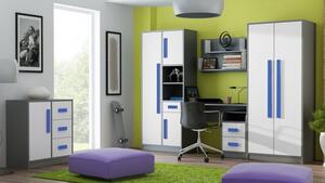 Casarredo - Komfort nábytek Dětská skříňka GYT 5, antracit/bílá/modrá