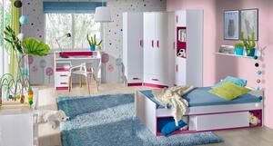 Casarredo Dětská postel TRAFICO 13, 90x200 s úložným prostorem, bílá/růžová