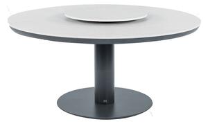 Apple Bee Jídelní stůl snížený low dining Melville, Apple Bee, kulatý 160x69,5cm, rám lakovaný hliník Taupe (šedobéžová), deska keramický kompozit dekor Light Grey