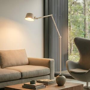 Lucande stojací lampa Silka, 216 cm, béžová, nastavitelná, E27, Krémová / jantar, Pracovna / kancelář, kov, Moderní