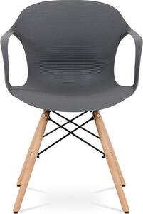 Autronic Plastová jídelní židle ALBINA GREY, šedá/natural