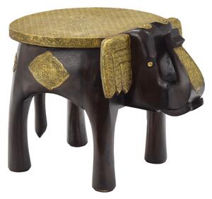 Stolička ve tvaru slona zdobená mosazným kováním, 48x37x37cm
