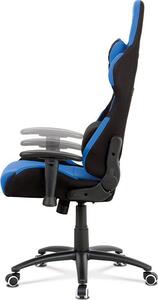 Autronic Kancelářská židle KA-F01 BLUE, modrá-černá látka, houpací mech, kovový kříž