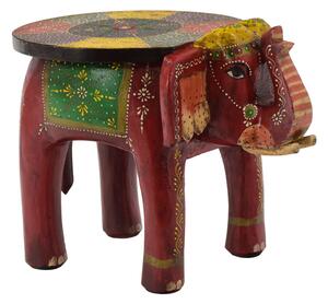 Stolička ve tvaru slona, ručně malovaná, červená 39x30x32cm