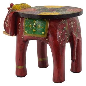 Stolička ve tvaru slona, ručně malovaná, červená 39x30x32cm