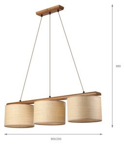 Lustr na lanku AIDA 3xE27/15W/230V pr. 25 cm dub/rafie