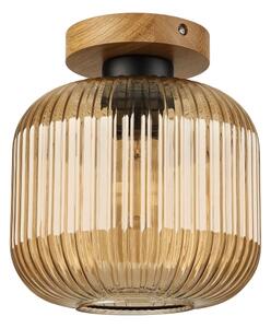 Stropní svítidlo MILOU WOOD 1xE27/15W/230V dub/kouřová béžová pr. 20 cm