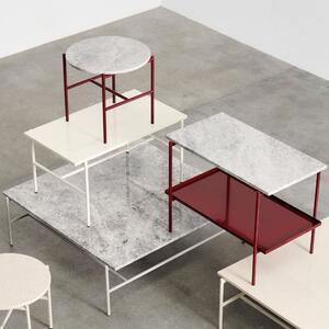 HAY Stolek Rebar Side Table, Ø45x40, Red + Grey Marble