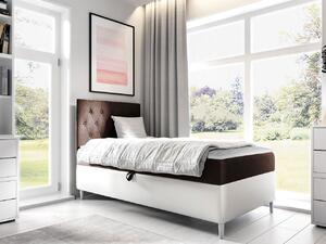 Kontinentální postel Mimir 90x200cm, bílá/hnědá