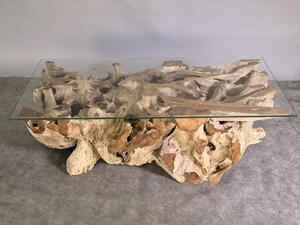 Teakový stolek Manado 120x60 cm včetně skla