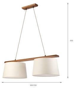 Lustr na lanku AIDA 2xE27/15W/230V pr. 35 cm dub/krémová