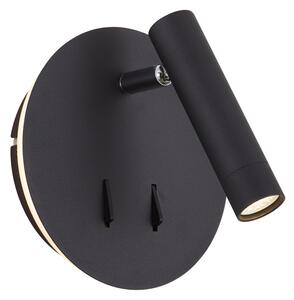 Moderní černá nástěnná lampa vč. LED s USB-C - Croft