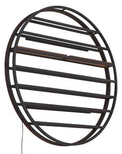 Moderní nástěnné svítidlo černé s kulatým dřevěným detailem a integrovanou LED - Wine Rack