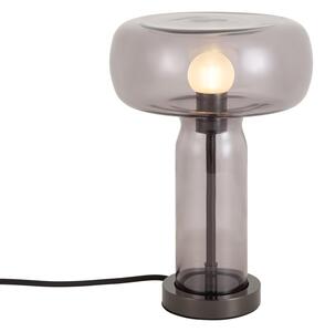 Stolní lampa Hotel Chic kovově šedá s kouřovým sklem - Amara