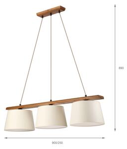 Lustr na lanku AIDA 3xE27/15W/230V pr. 25 cm dub/krémová