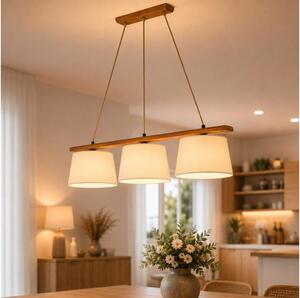 Lustr na lanku AIDA 3xE27/15W/230V pr. 25 cm dub/krémová