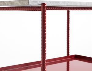 HAY Rebar Side Table, 75x44, Red + Grey Marble