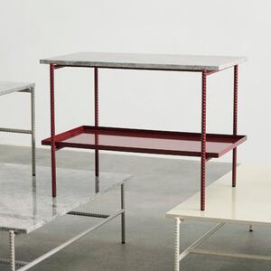 HAY Stolek Rebar Side Table, 75x44, Red + Grey Marble