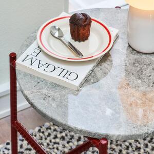 HAY Stolek Rebar Side Table, Ø45x40, Red + Grey Marble