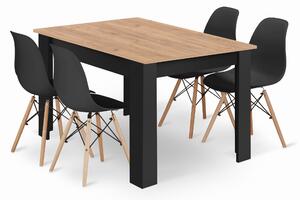 Set NP stůl 120x80 Craft černý + 4 židle OSAKA černá