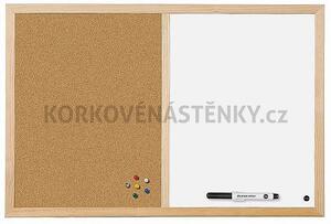 Kombinovaná nástěnka dřevěný rám 60 x 40 cm