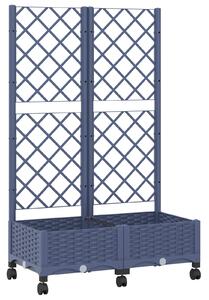 Zahradní truhlík s treláží a koly Modro šedá 80 x 40 x 131,5 cm