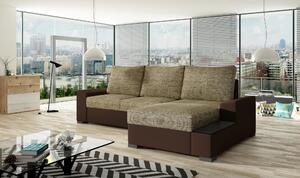 Rohová rozkládací sedací souprava ALESSIA - tmavě béžová / tmavě hnědá, pravý roh