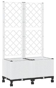 Zahradní truhlík s treláží a koly Bílá 80 x 40 x 146 cm PP
