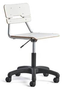 AJ Produkty Otočná židle LEGERE, velký sedák, s kolečky, nastavitelná výška 430-550 mm, bílá