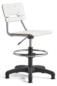 AJ Produkty Otočná židle LEGERE, malý sedák, s kluzáky, nastavitelná výška 500-690 mm, bílá