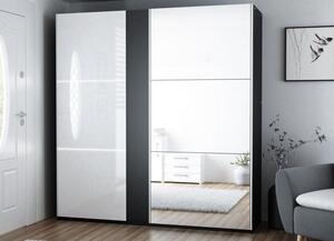 Casarredo - Komfort nábytek Šatní skříň SACRAMENTO 200, tunis s osvětlením, černá/bílá lesk