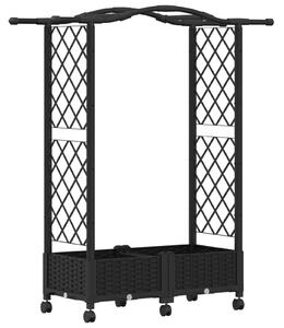 Vyvýšený záhon s treláží a střechou Černá 124 x 40 x 129 cm PP