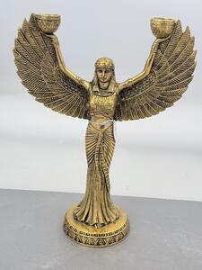 Mosazná soška svícen bohyně Isis – 31 cm, egyptský symbol ochrany