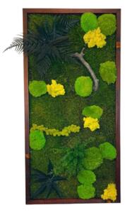 Mechový obraz s rostlinami 3D dark Druh rámu: 90x30cm